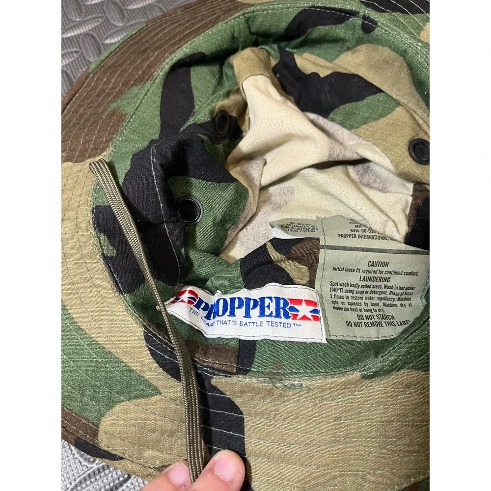 Propper Boonie Hat Mens 7 1/4 Green Woodland Camo Sun Hot Weather Military Cap